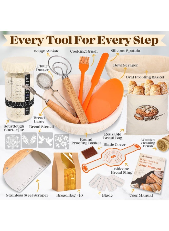 RUIYADA Sourdough Bread Baking Supplies, Sourdough Starter Kit, Bread Proofing Basket, Bread Making Tools Kit, Sour Dough Kit Tools, Sourdough Proofing Basket, Sourdough Kit Gifts for Bakers Women Wife Mom - Image 2